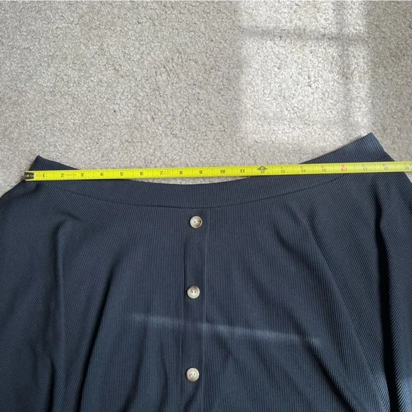 Boohoo Plus Button Front Ribbed Skater Mini Skirt in Black - Picture 7 of 7